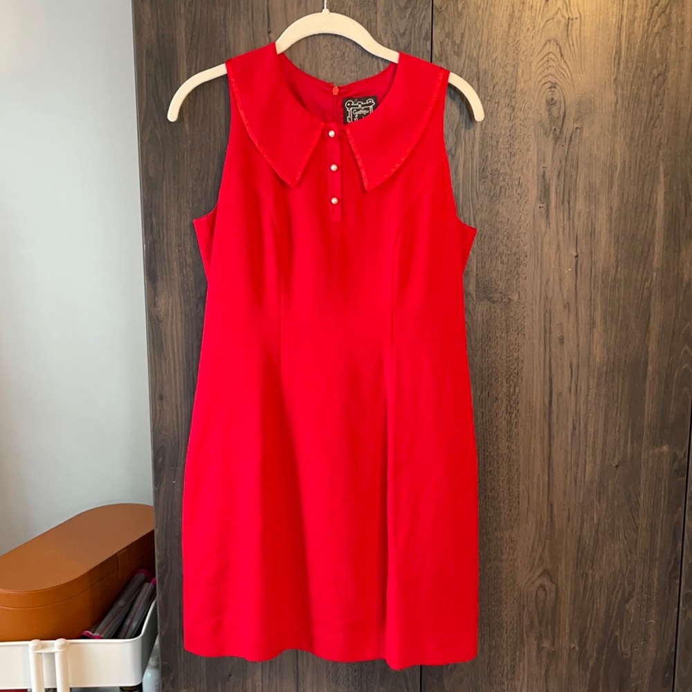 Vintage Cynthia Rowley Red Dress with Pearl Button